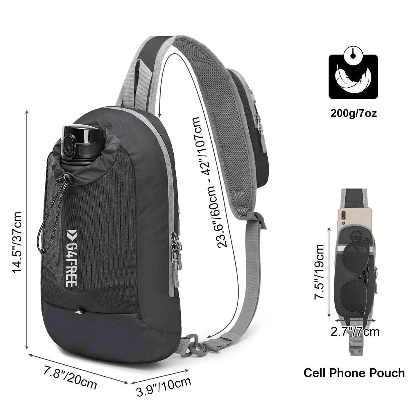 G4Free Sling Bag RFID, Ultra-Léger et Pratique