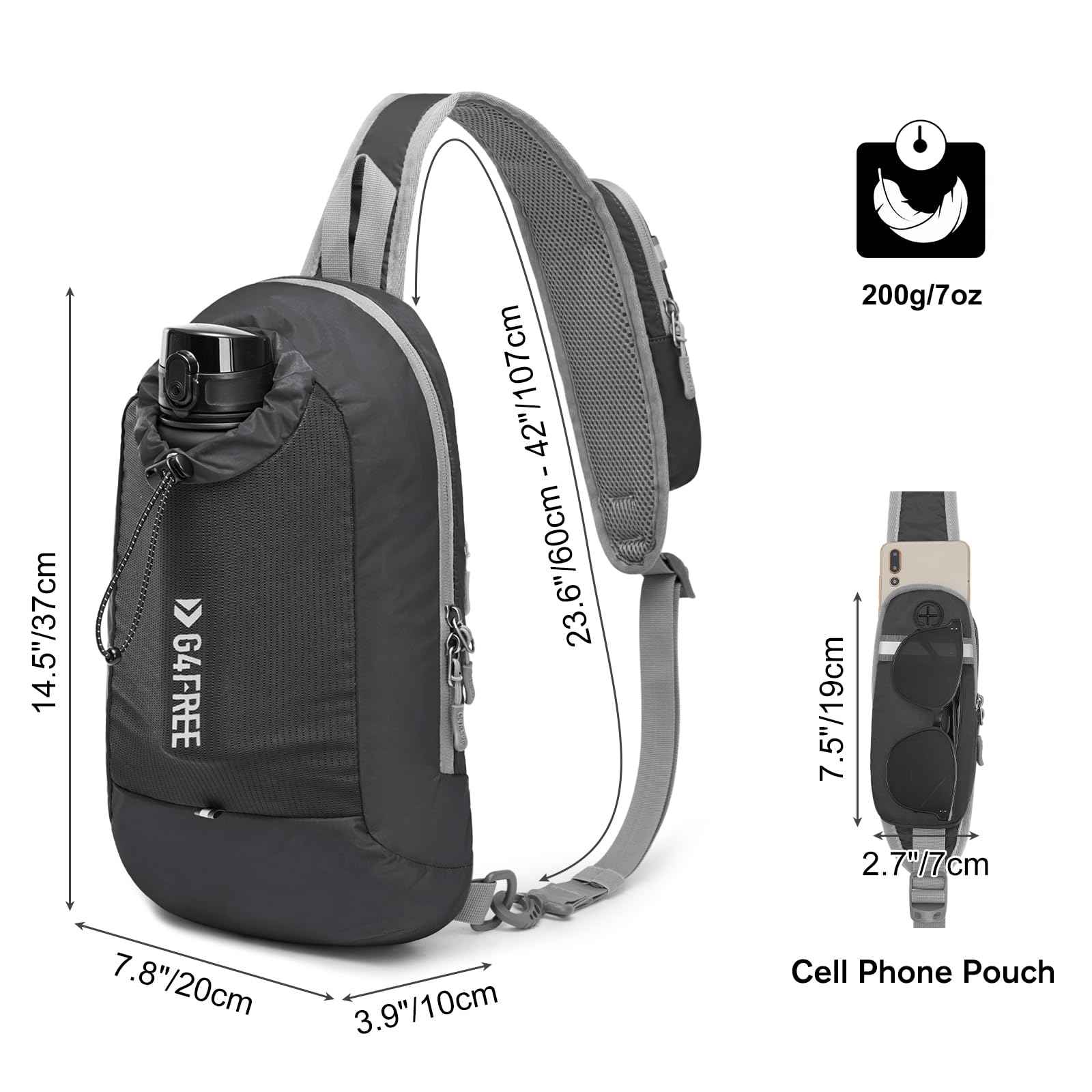 G4Free Sling Bag RFID, Ultra-Léger et Pratique