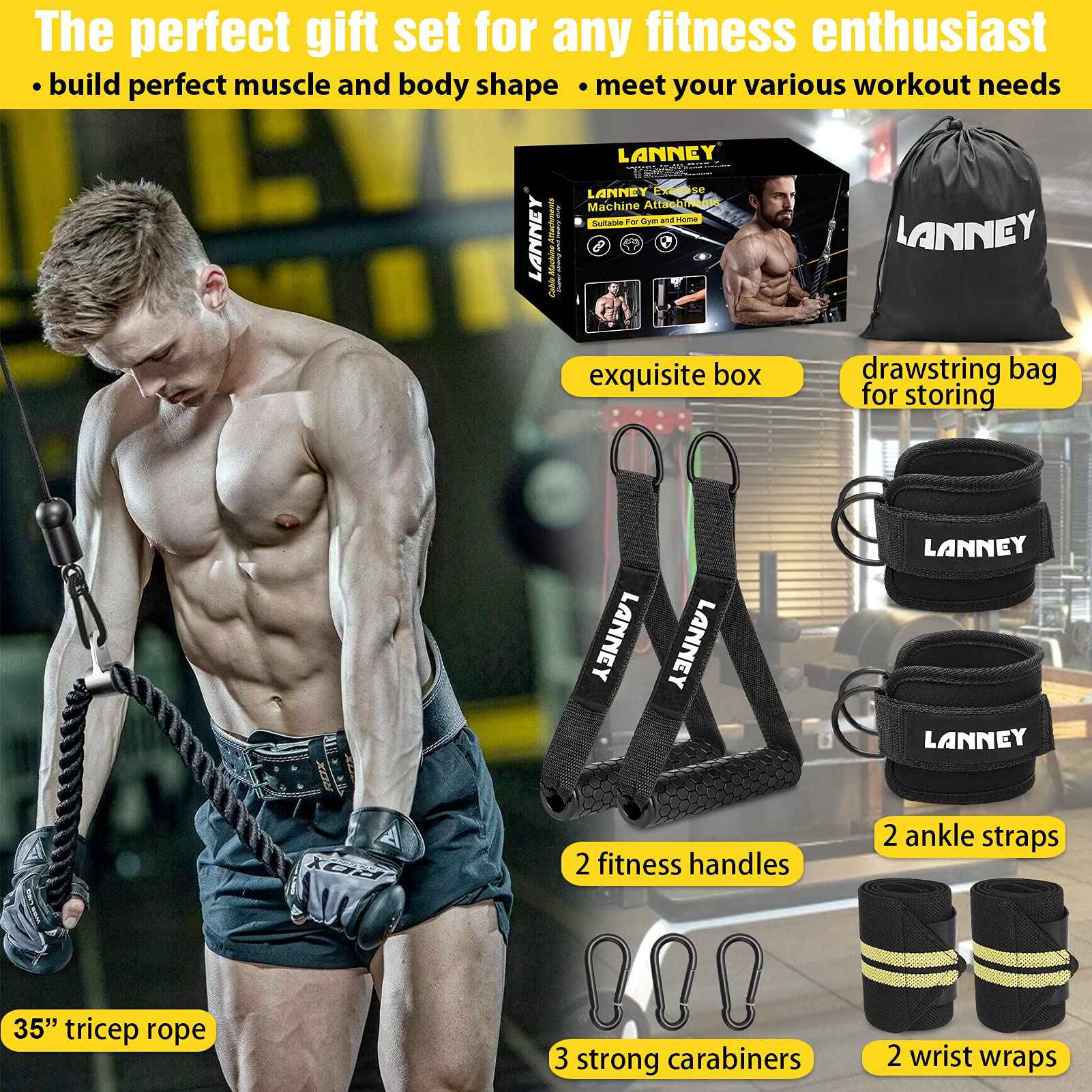 Rope Tricep Attachment Set - Home Gym Essential