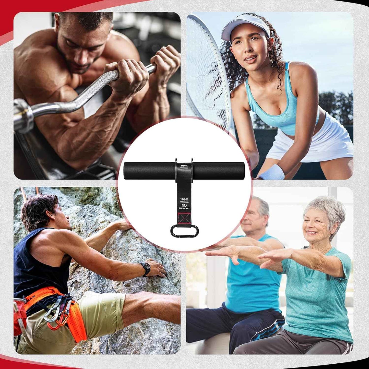 Renforceur de poignet ajustable FitBeast - Roller pour avant-bras avec poignées anti-glisse épaissies pour renforcer la force de poignet et la musculation