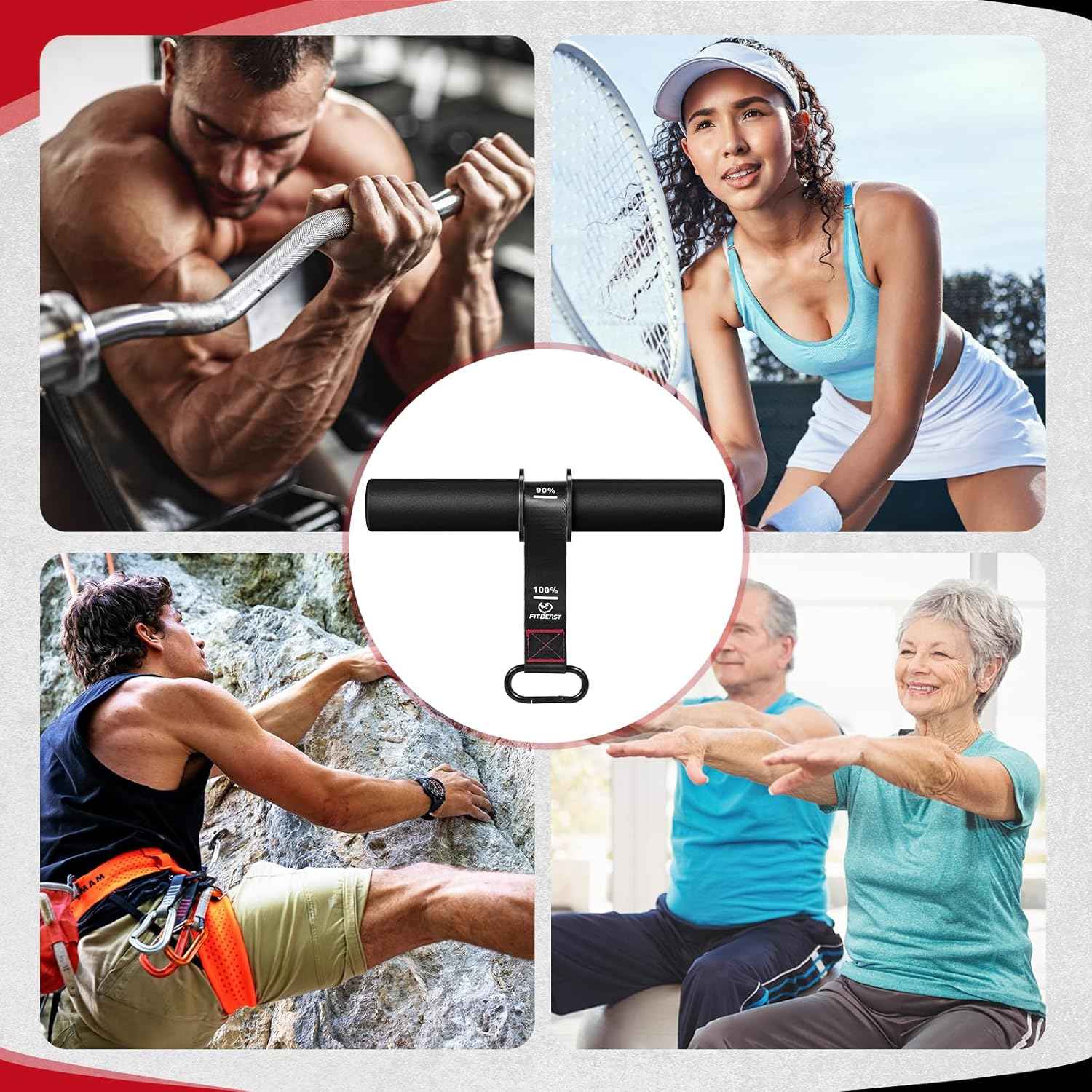 Renforceur de poignet ajustable FitBeast - Roller pour avant-bras avec poignées anti-glisse épaissies pour renforcer la force de poignet et la musculation