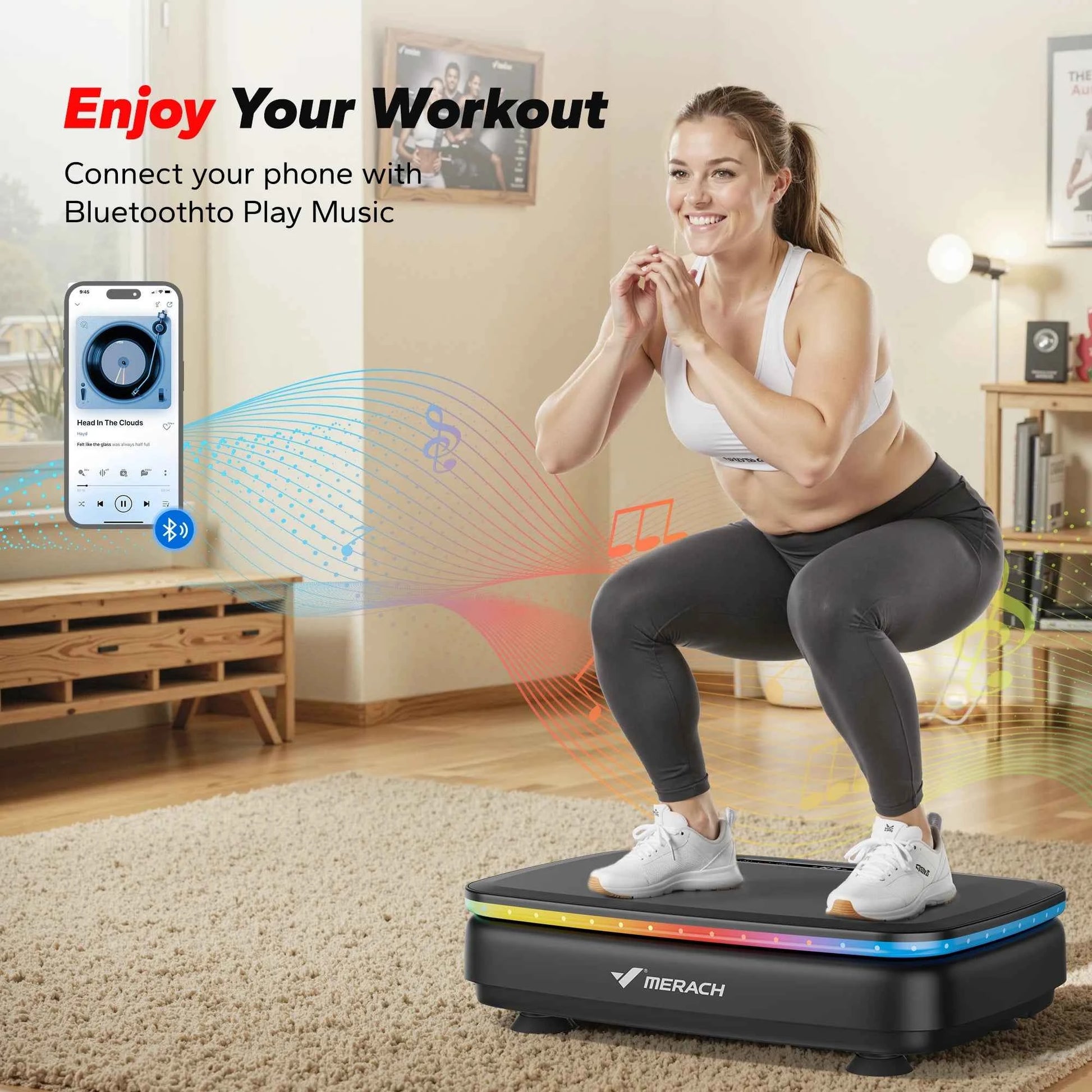 Plaque Vibrante MERACH : Fitness & Musique