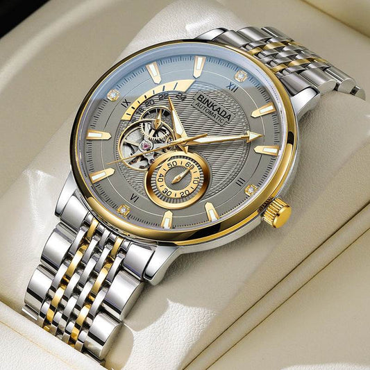 Montre mécanique multifonction luxe Binkada métal bicolore - Bien-être & style 