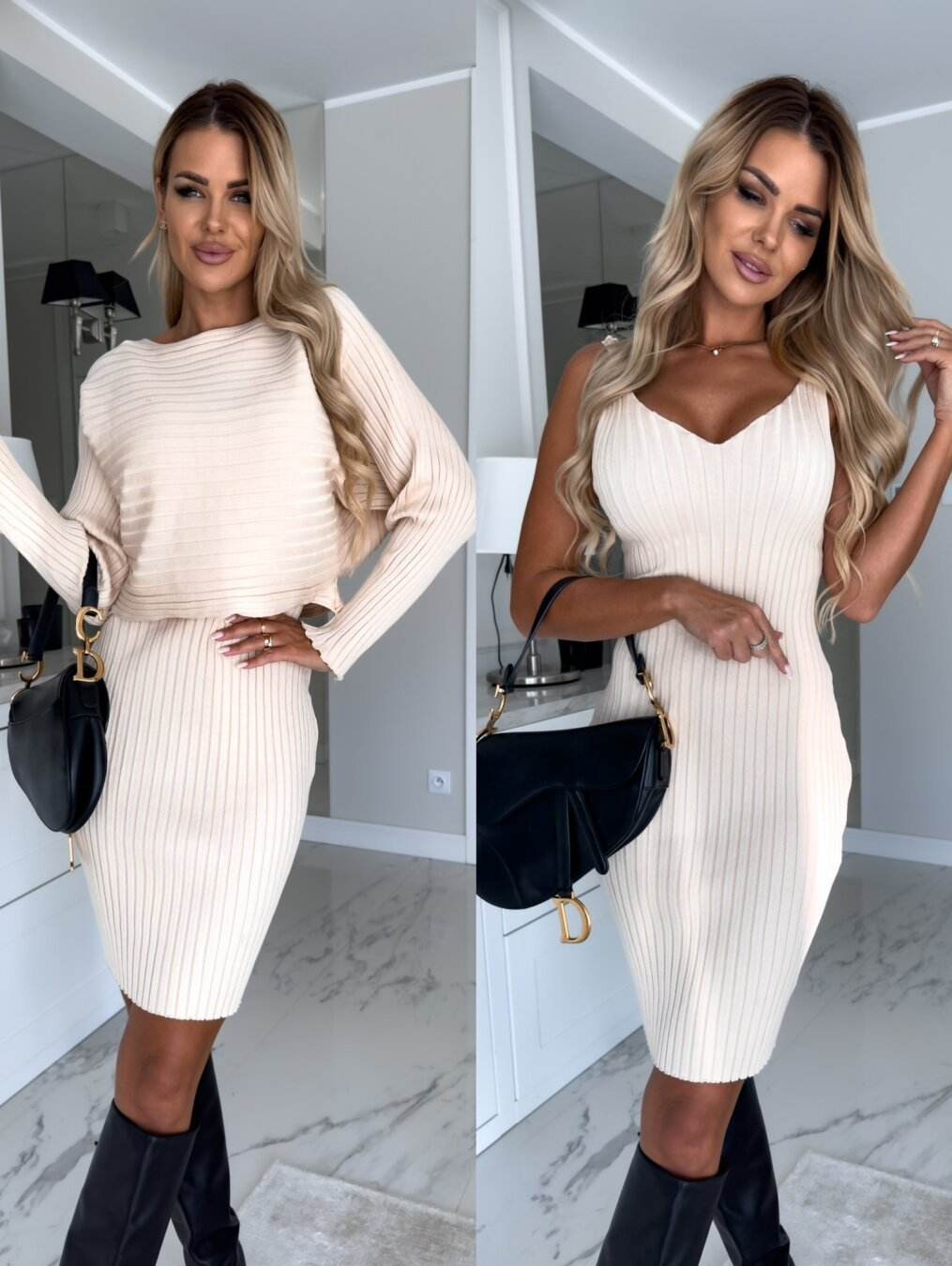 Bien être style ensemble femme automne hiver côtelé gris - Bien-être & style 