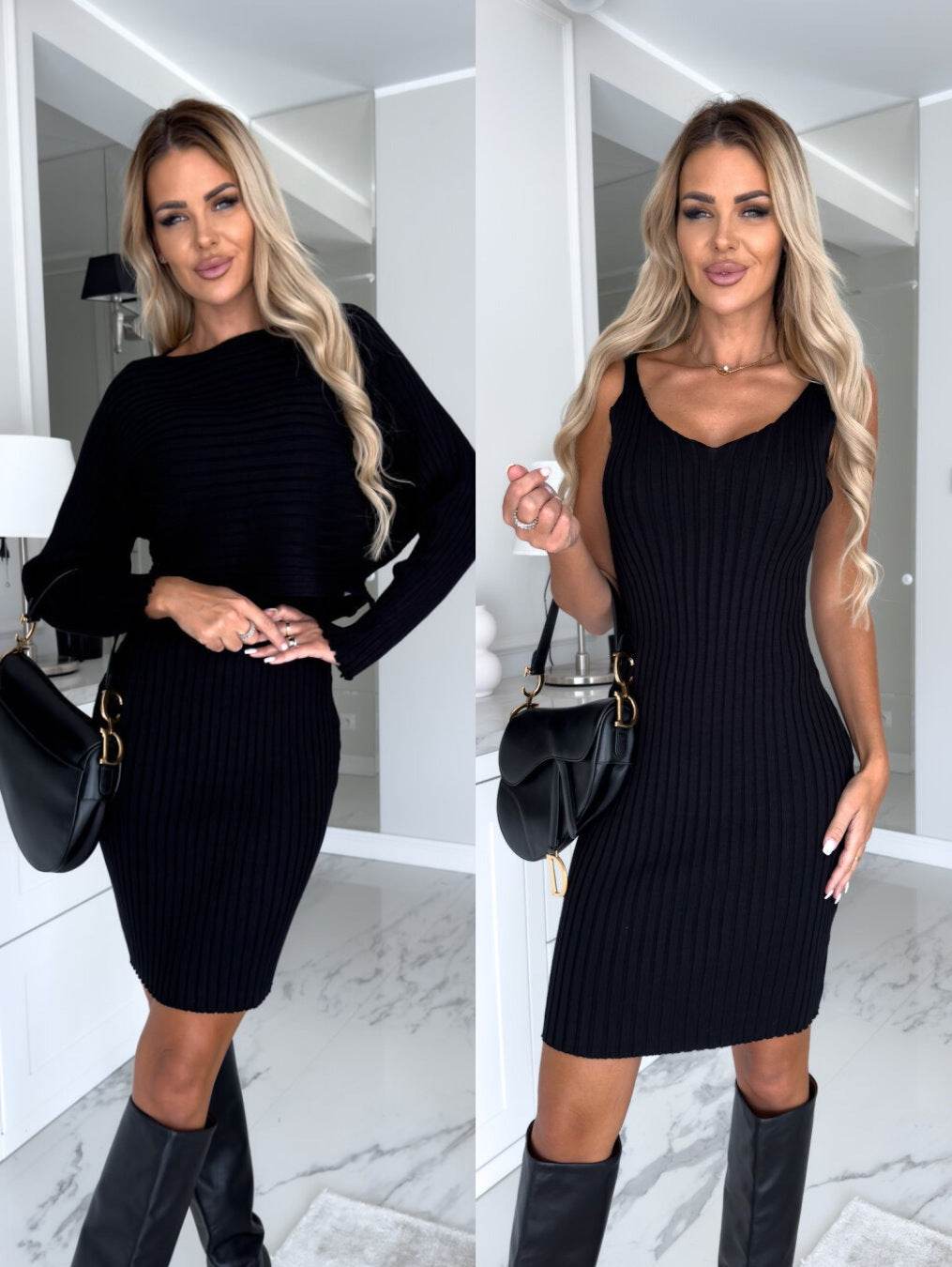 Bien être style ensemble femme automne hiver côtelé gris - Bien-être & style 