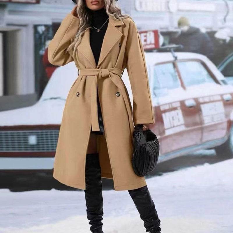 Bien être style manteau trench femme hiver élégant avec ceinture - Bien-être & style 