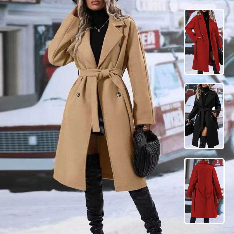 Bien être style manteau trench femme hiver élégant avec ceinture - Bien-être & style 