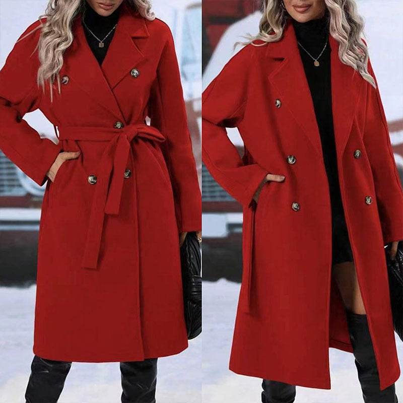 Bien être style manteau trench femme hiver élégant avec ceinture - Bien-être & style 