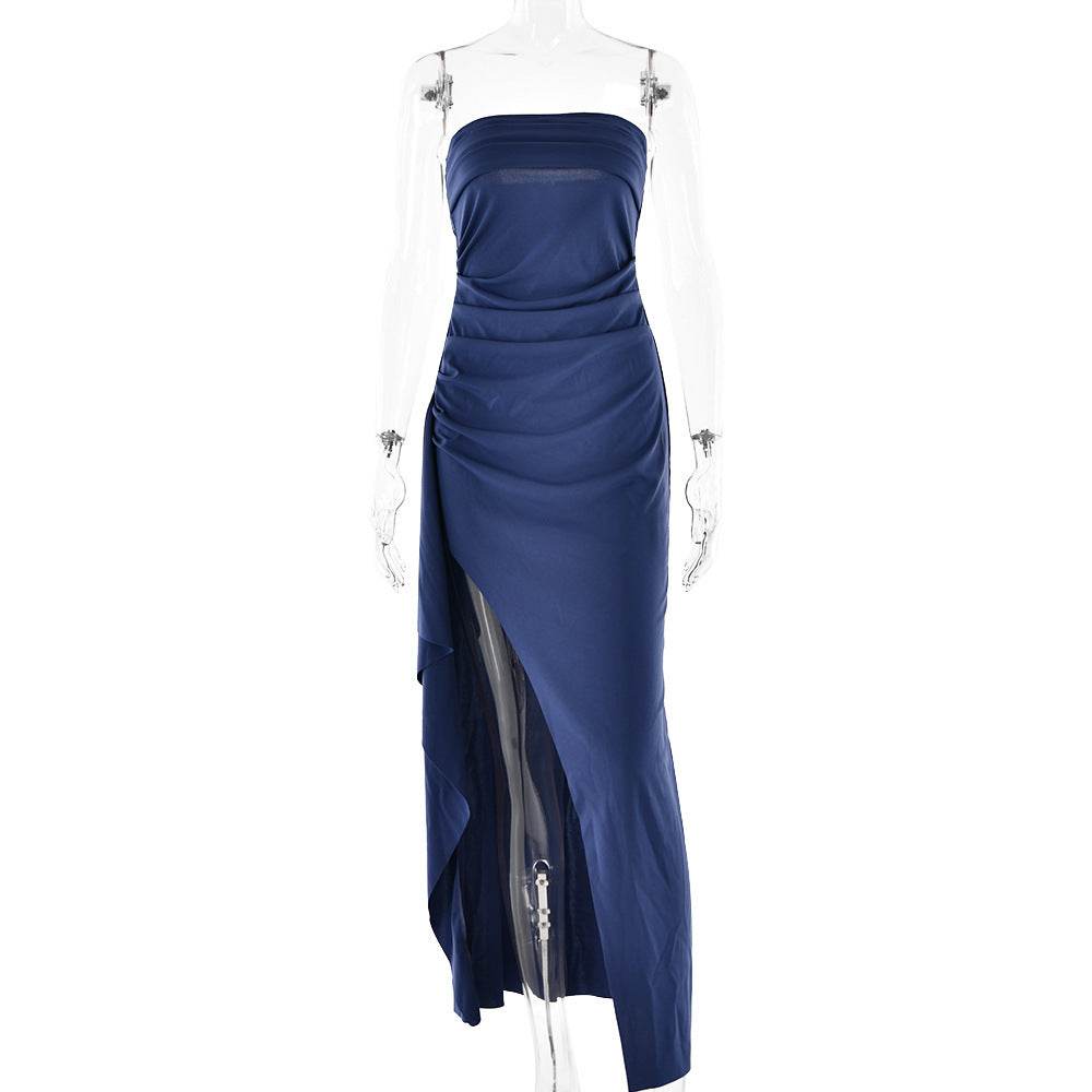 Bien être style robe longue fendue sans bretelles élégante - Bien-être & style 