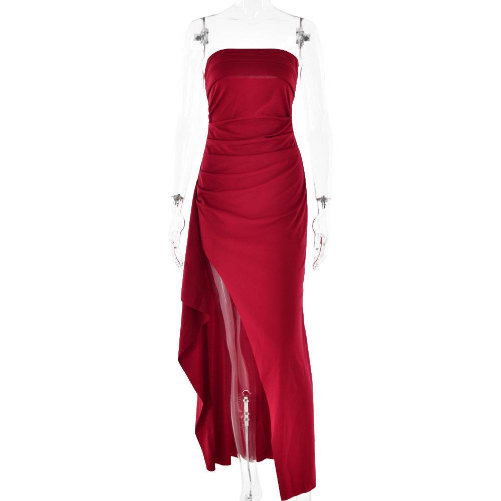 Bien être style robe longue fendue sans bretelles élégante - Bien-être & style 