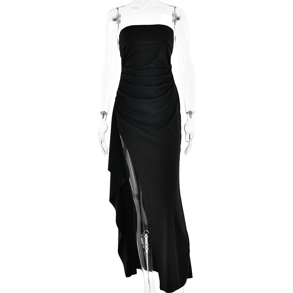 Bien être style robe longue fendue sans bretelles élégante - Bien-être & style 