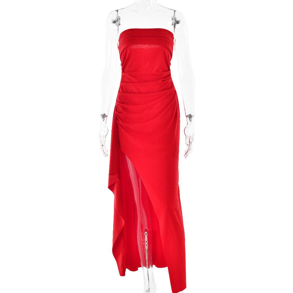 Bien être style robe longue fendue sans bretelles élégante - Bien-être & style 