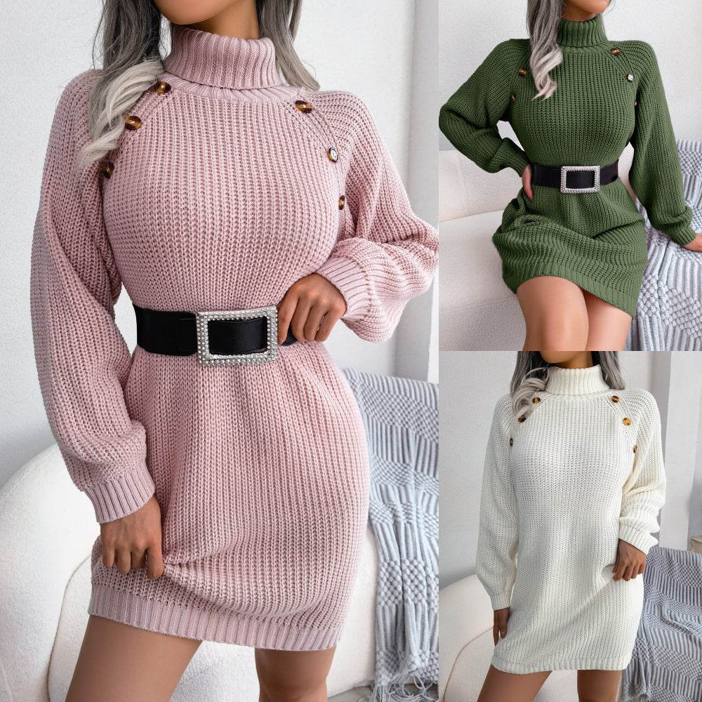 Robe pull col roulé femme hiver Bien être style - Bien-être & style 